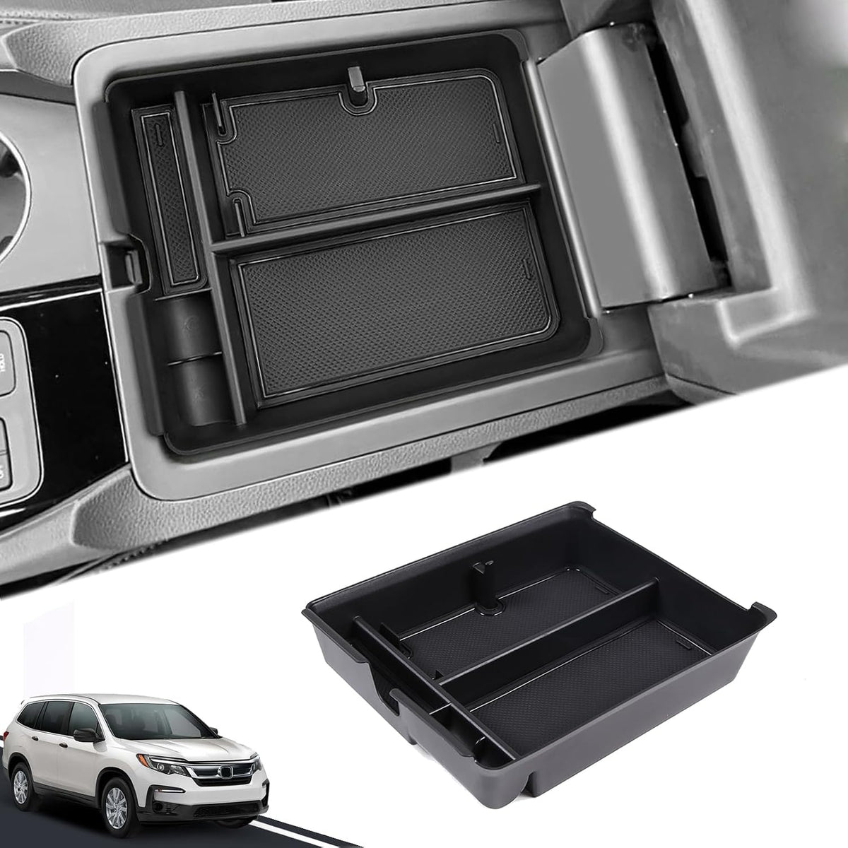 Center Console Organizer Compatible with Honda Pilot 2023-2026 / Ridgeline 2024-2025 / Passport 2024-2026, Central Control Armrest Storage Box Insert Secondary Organizer Tray Accessories