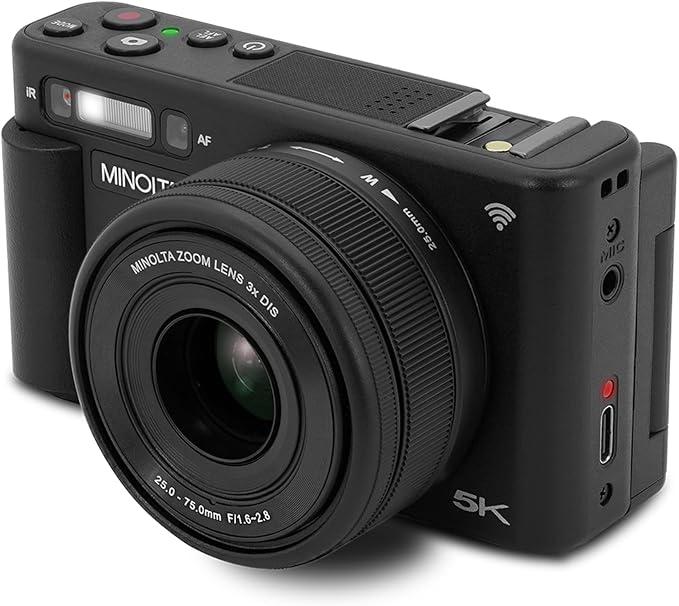 Minolta 72MP Digital Camera, 5K Ultra HD Video, 24-75mm Optical Zoom Lens