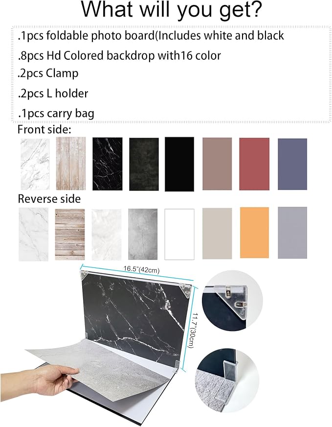 BYSTONE Small Size Photography Backdrops Kit:8Pcs 16 Patterns Small Product
