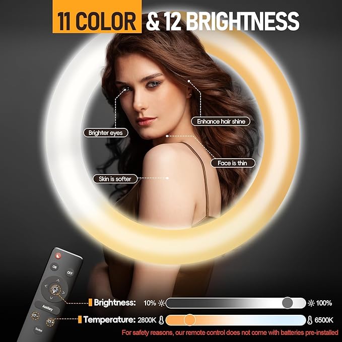 EMART 18-inch Ring Light with Stand, 2800-6500K LED Photography Lighting Kit