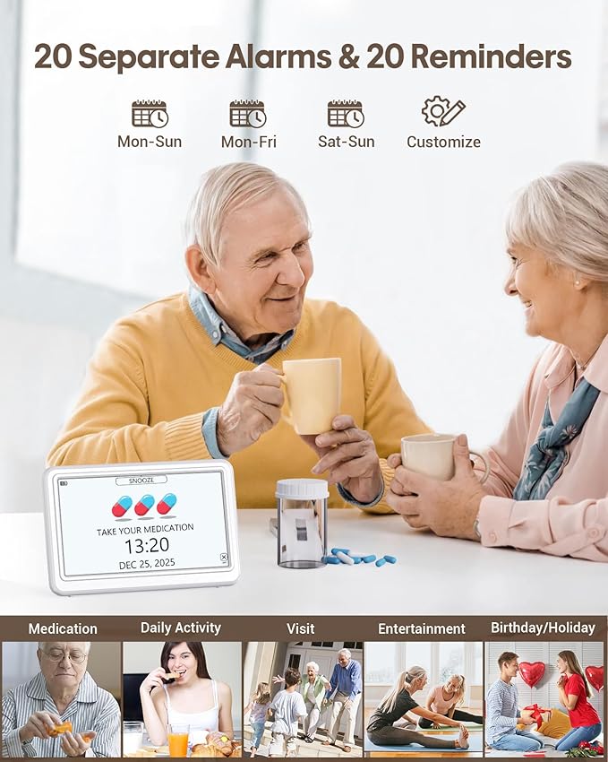 Digital Clock with Date and Day of Week, Dementia Clocks Battery Operated Alarm