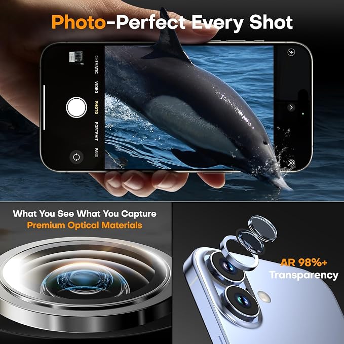 Camera Lens Protector for iPhone 17/16/16 Plus, Tempered Glass Metal Individual
