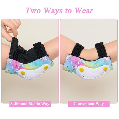 FIODAY Kids Knee Pads Set - Adjustable Protective Gear with Elbow Pads & Wrist Guards | Rainbow, 3-8 Years
