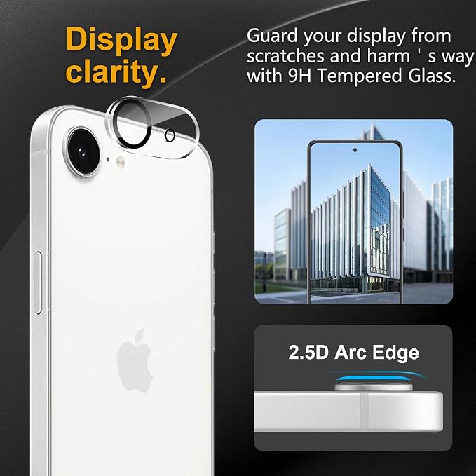 3 Pack Camera Lens Protector for iPhone 17e, Tempered Glass, Anti-Fingerprint