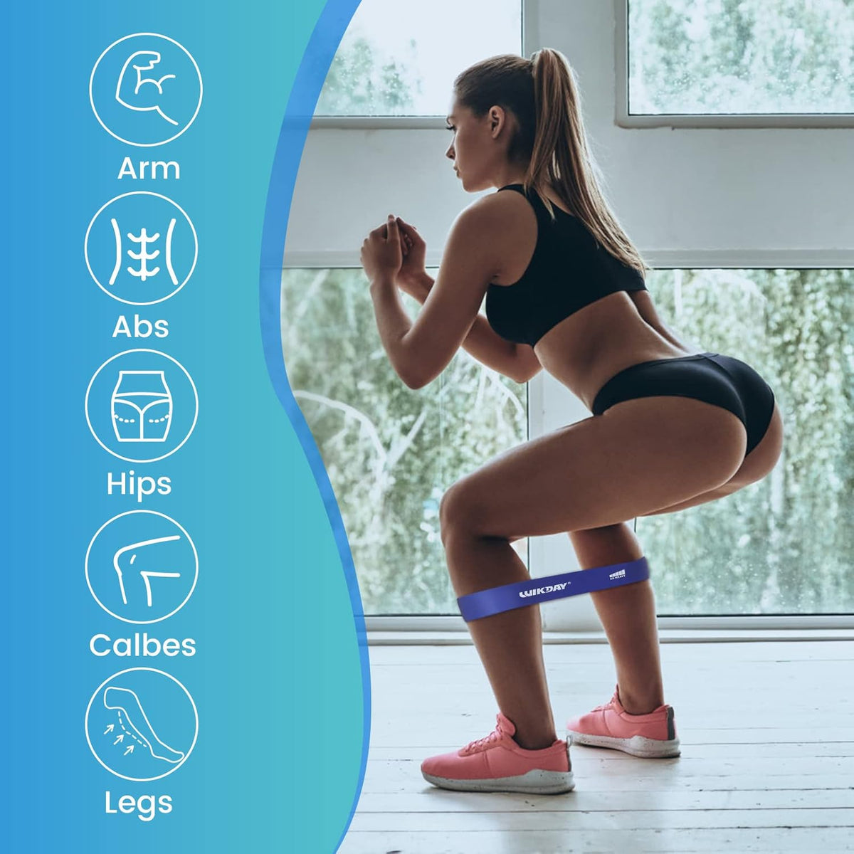 WIKDAY Resistance Bands - Versatile Workout Loop Bands Set for Men & Women | 5-Piece for Stretching & Crossfit