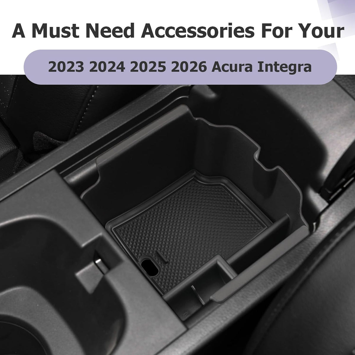 LUWU 2026 2027 Acura Integra Center Console Organizer for 2023 2024 2025 2026 2027 Acura Integra Accessories Armrest Console Storage Box Insert Tray ABS Material Black-Trim