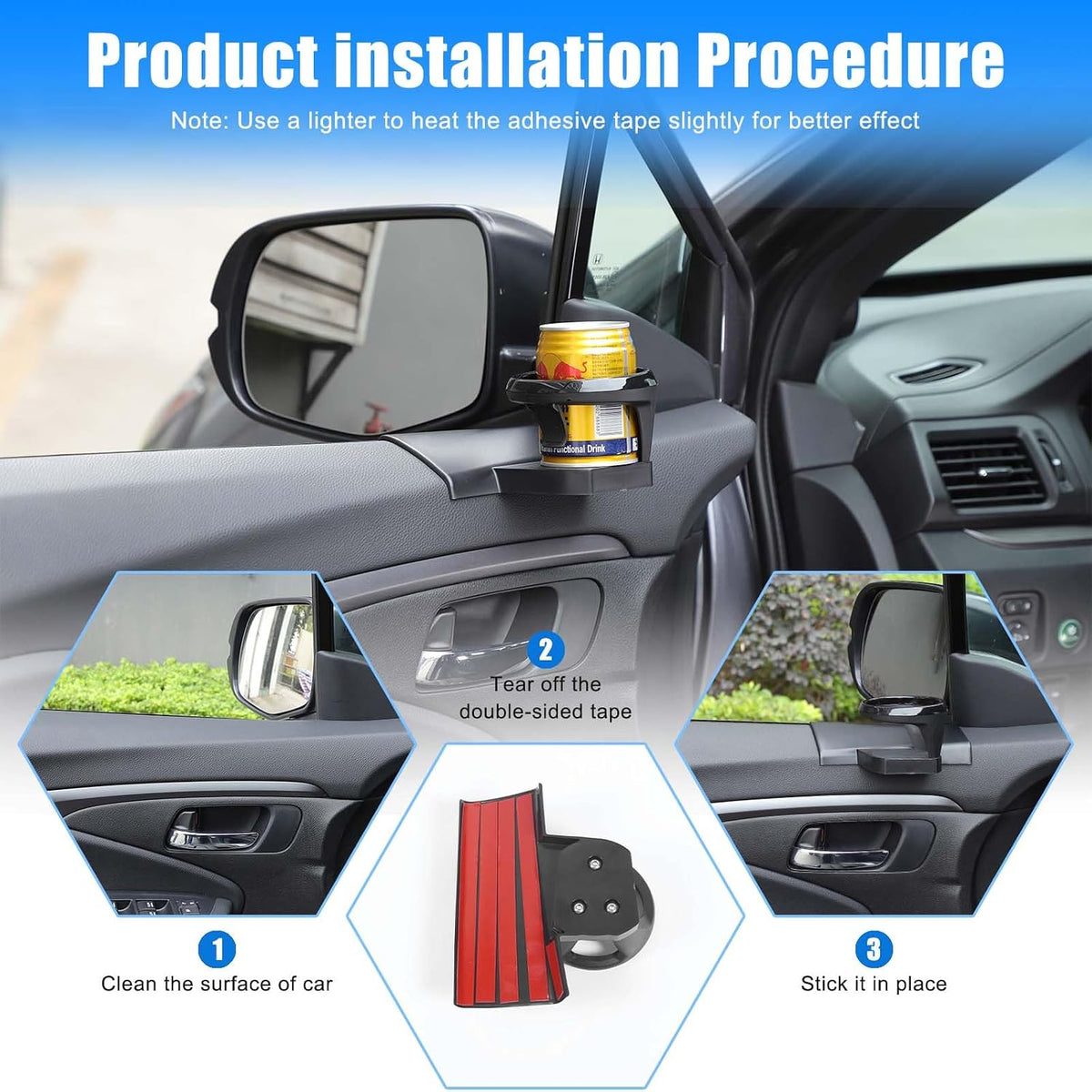 Car Cup Holder Compatible with Honda Pilot 2016-2022 Accessories, Cup Holder Expander for Honda Pilot Side Door Panel, Black ABS Cup Drink Holder 1Pcs (Left)