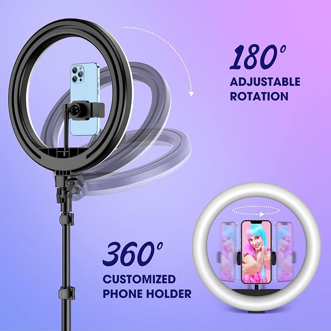 TODI 12" RGB Ring Light with 63" Tripod Stand, 3 CCT Mode and 39 Color Mode