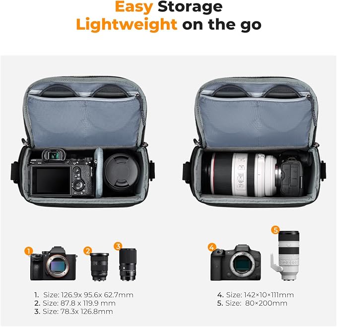 K&F CONCEPT Camera Sling Bag Small Crossbody Camera Case DSLR/SLR/Cute Compact