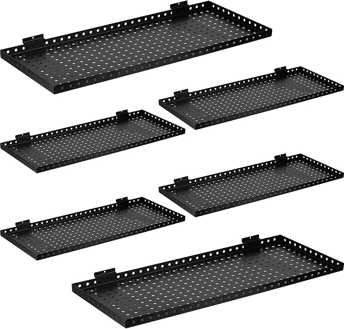 Heavy Duty Slatwall Shelf 30x12Inch, Steel Slatwall Accessories Storage Rack for Garage, Retail, Workshop (6, 30x12Inch)