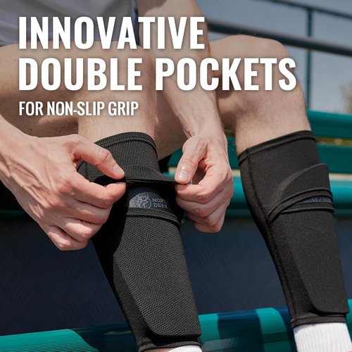 Northdeer Soccer Shin Guards - Protective Sleeves with Insert Pocket for Kids & Adults | Lightweight & Durable