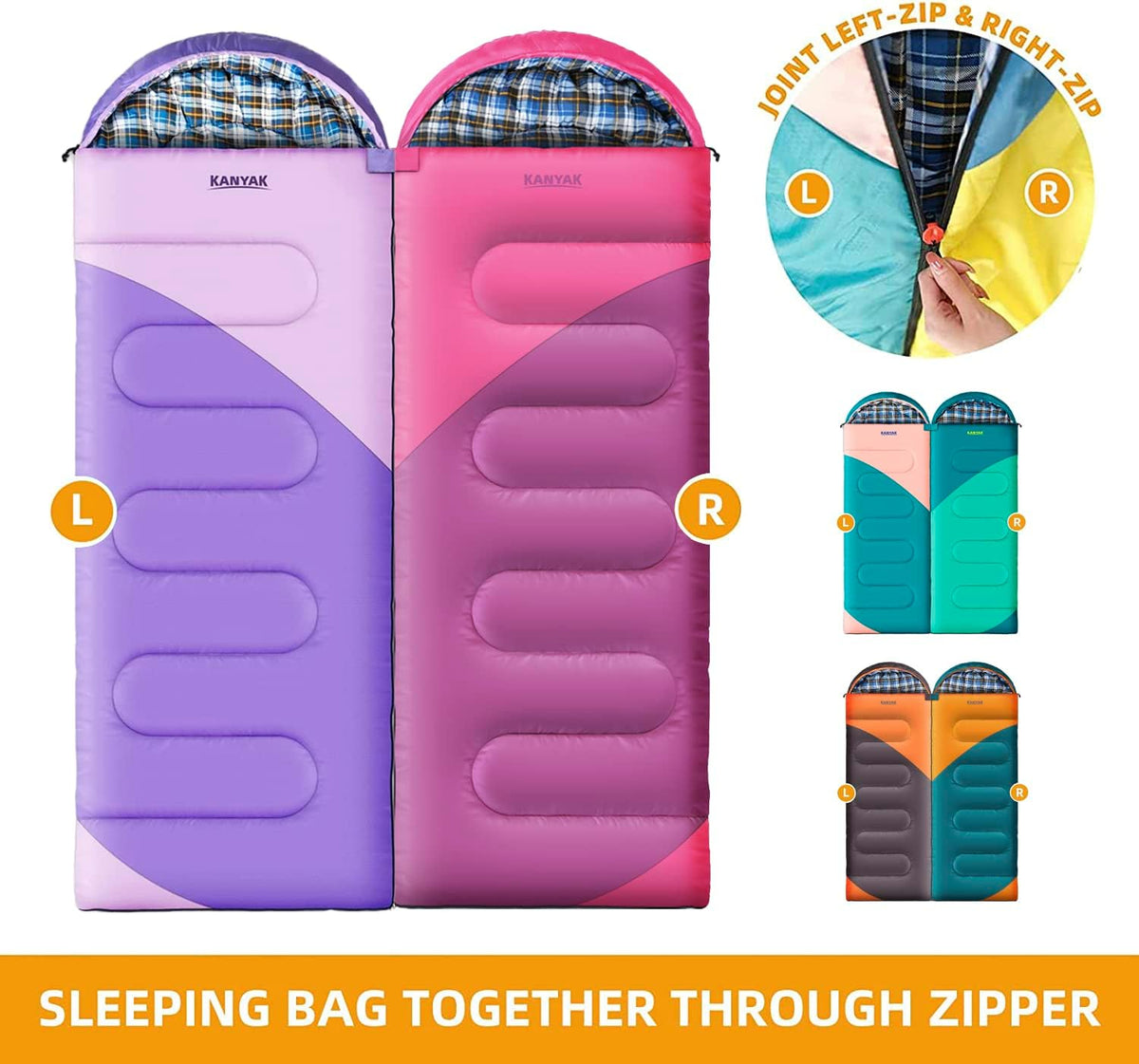 Skiennix Camping Sleeping Bag - 32℉ Cold Weather Warmth for Adults & Kids | 3-4 Season Travel Gear