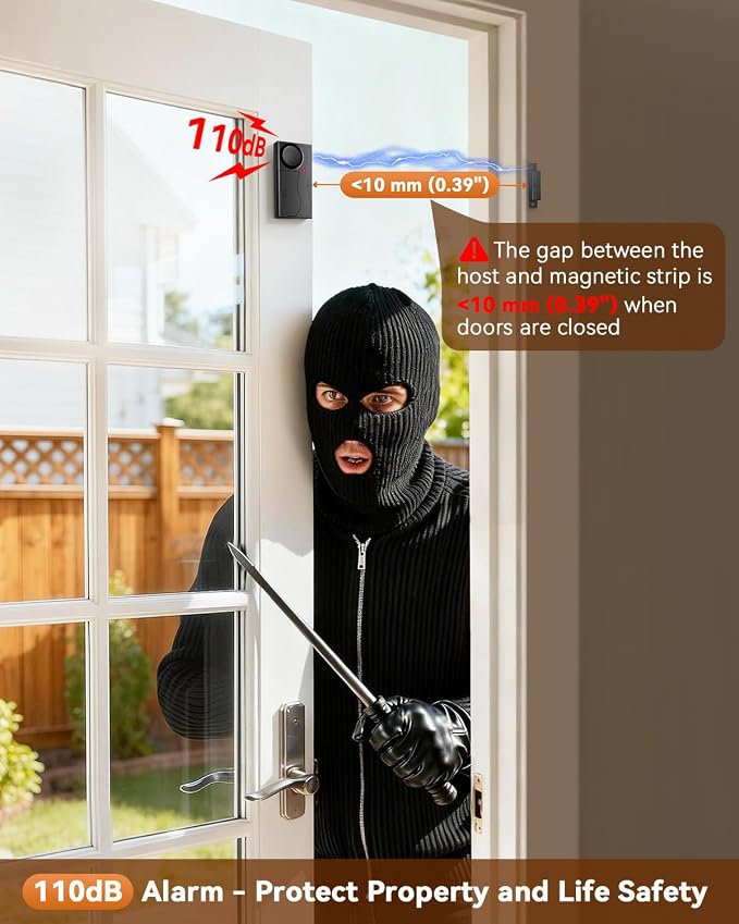 WSDCAM 110dB Door Alarm with Remote, Wireless Anti-Theft When Opened, Door