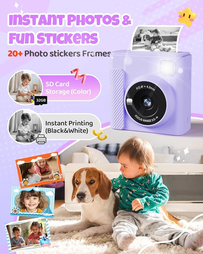 TIATUA Kids Instant Print Camera, Christmas Birthday Gifts