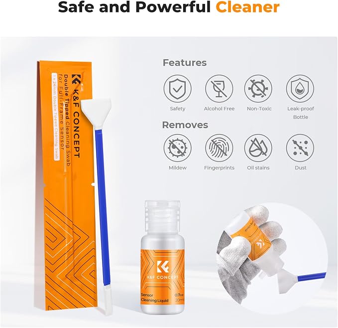 K&F CONCEPT 2-1 24mm Full Frame Sensor Cleaning Swab, Viewfinder Cleaning Swab