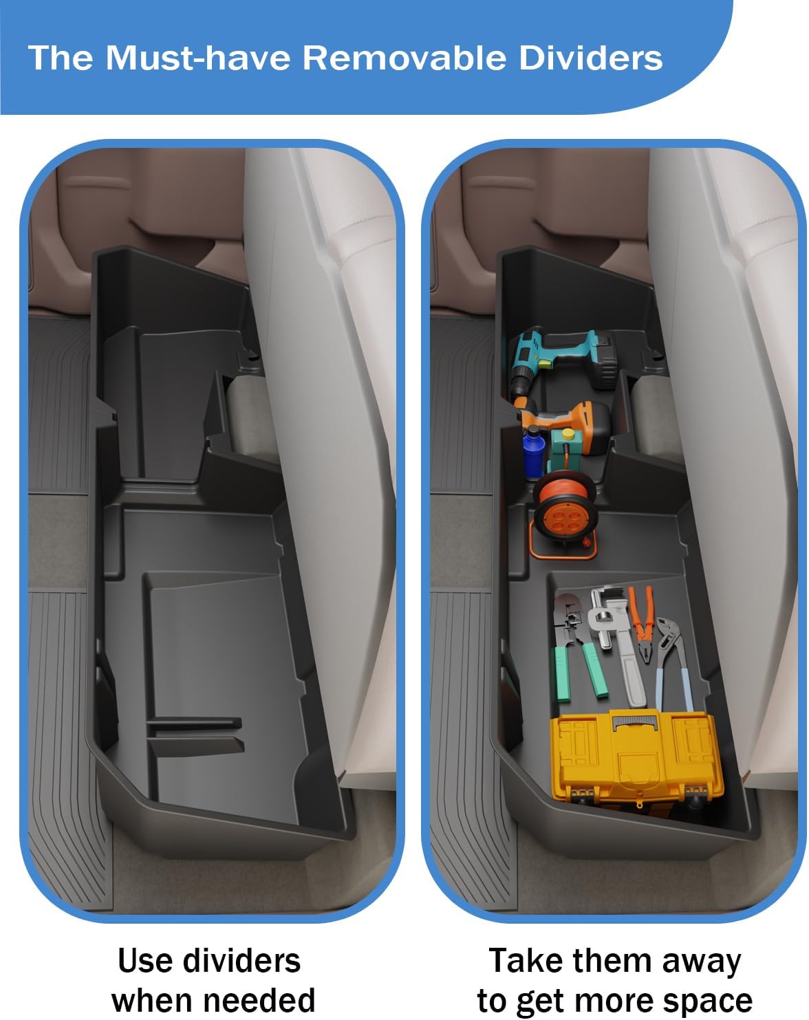 Under Seat Storage Box for 2019-2026 Chevy Silverado 1500 & GMC Sierra 1500
