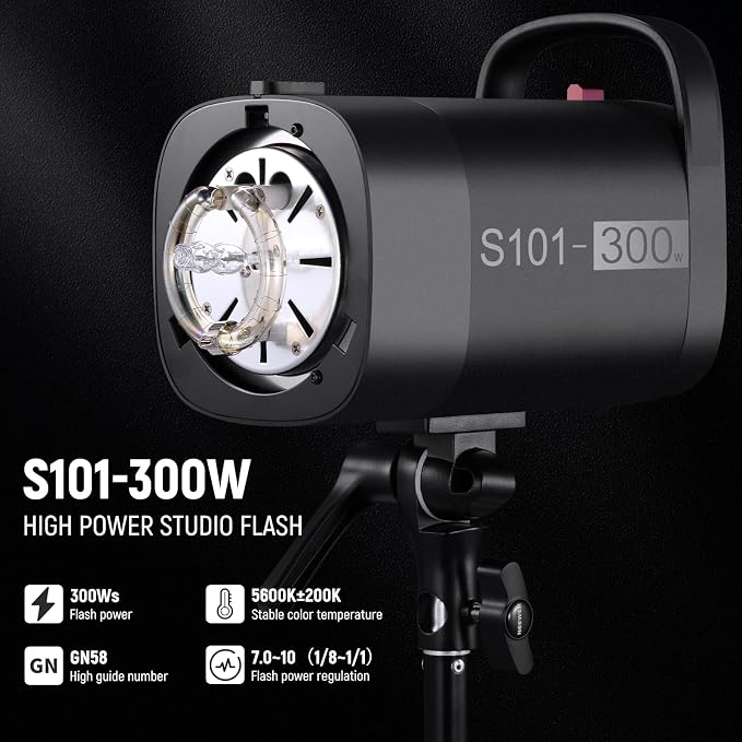 NEEWER 600Ws Studio Monolight Flash Light Kit: 2 Pack S101-300W 5600K Strobe
