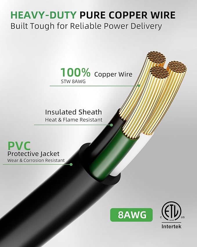 50ft 250V Welder Extension Cord, 8 Gauge Heavy Duty Outdoor Welding Cord with LED Indicator, NEMA 6-50P to 6-50R, 30 Amp 3 Prong Power Extension for Welding Machines, 8 AWG STW, ETL Listed