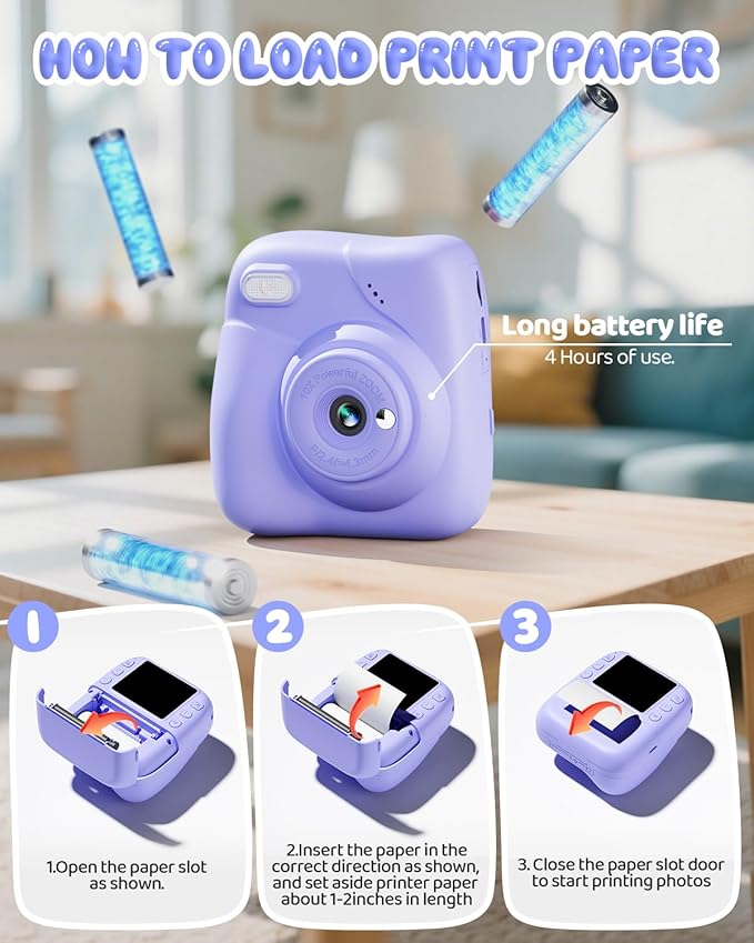 Kids Camera Instant Print, 1080P HD Kids Instant Camera