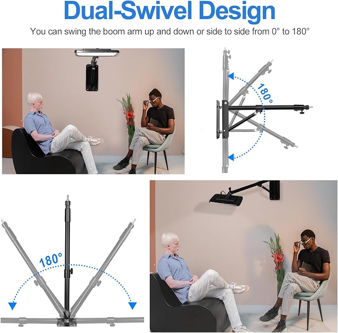 EMART Ring Light Wall Mount Boom Arm, Adjustable 51in/130cm Mounted Overhead