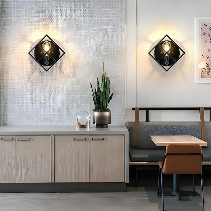 Farmhouse Wall Sconce with Black Finish,Set of 2 Rustic Wall Sconces Indoor Wall Light Fixtures 11.3in for Stairway, Living Room, Bedroom, Bathroom (1 Light,E26 Base, No Bulbs)