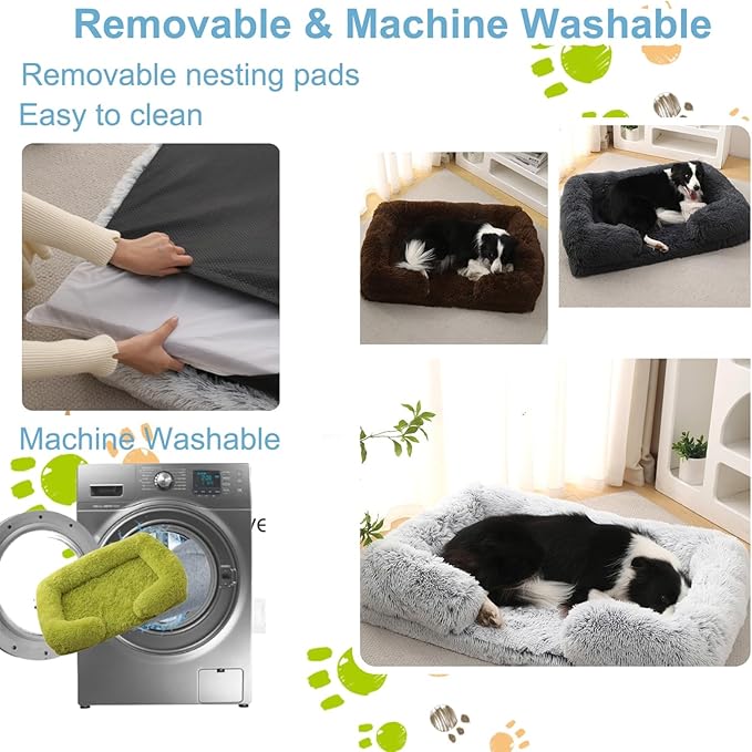 Dog Beds Large Sized dog Orthopedic, Sofa Dog Bed with Waterproof Lining and Nonskid Bottom, Rectangle Washable Dog Bed for Medium Small Dogs and Cats Comfortable ( Color : Green , Size : 51 x 35" )