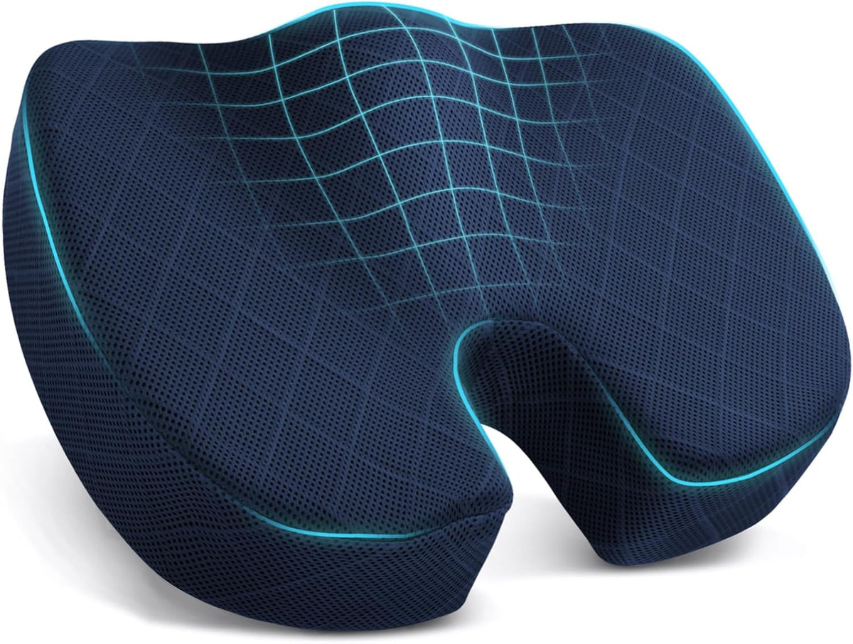TushGuard Seat Cushion, Office Chair Cushions, Car Seat Cushion, Non-Slip Sciatica & Back Coccyx Tailbone Pain Relief Chair Pad for Computer Desk, Wheelchair, Driving (Black, X-Large)