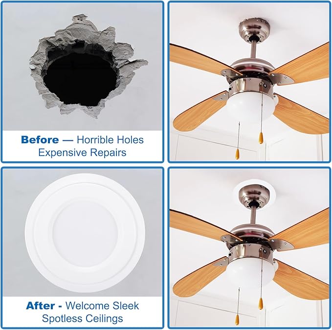 PATIKIL 3.8" ID 5.2" OD Plastic Trim Ring, Ceiling Light Goof Rings Matte