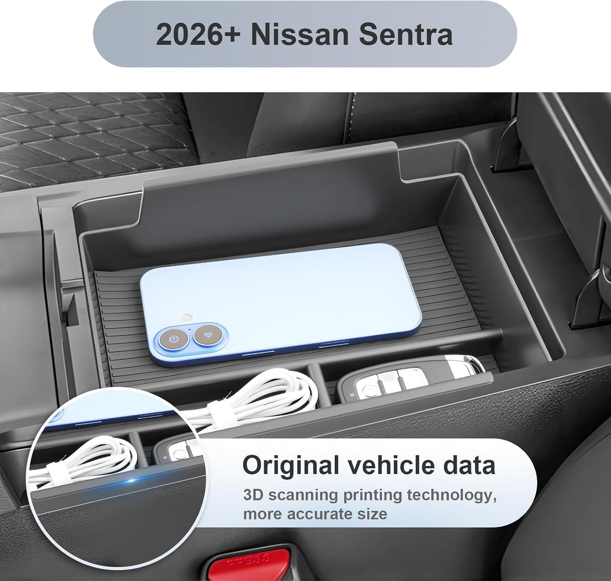 SKTU for 2026 2027 Nissan Sentra Center Console Organizer ABS Durable