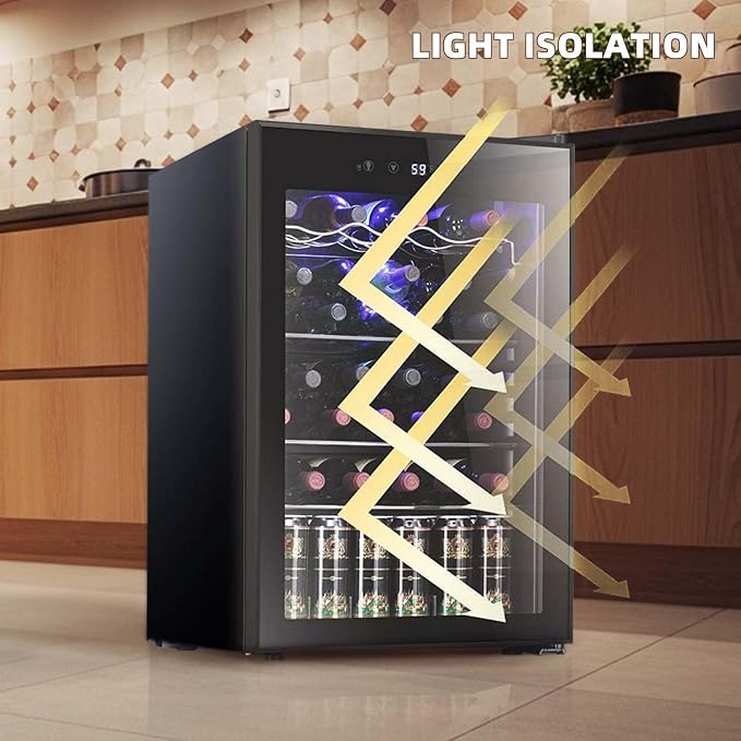 Antarctic Star 36 Bottle Wine Cooler Beverage Refrigerator Small Mini Wine Cellar Beer Soda Bar Fridge Quiet Operation Compressor Adjust Temperature Freestanding Black, 4.4 Cu. Ft | 36 Bottle Capacity, Clear Front Glass Door, for Red wine Beer Soda, Qu...