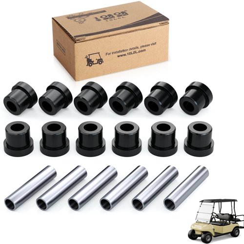 10L0L Golf Cart Spring Bushing Kit for Club Car DS (1981-Up) and EZGO TXT/Medalist 1994-up - Front Rear Leaf Spring Bushing with Sleeve Kits 70289-G02/70291-G01/1012303/1015583