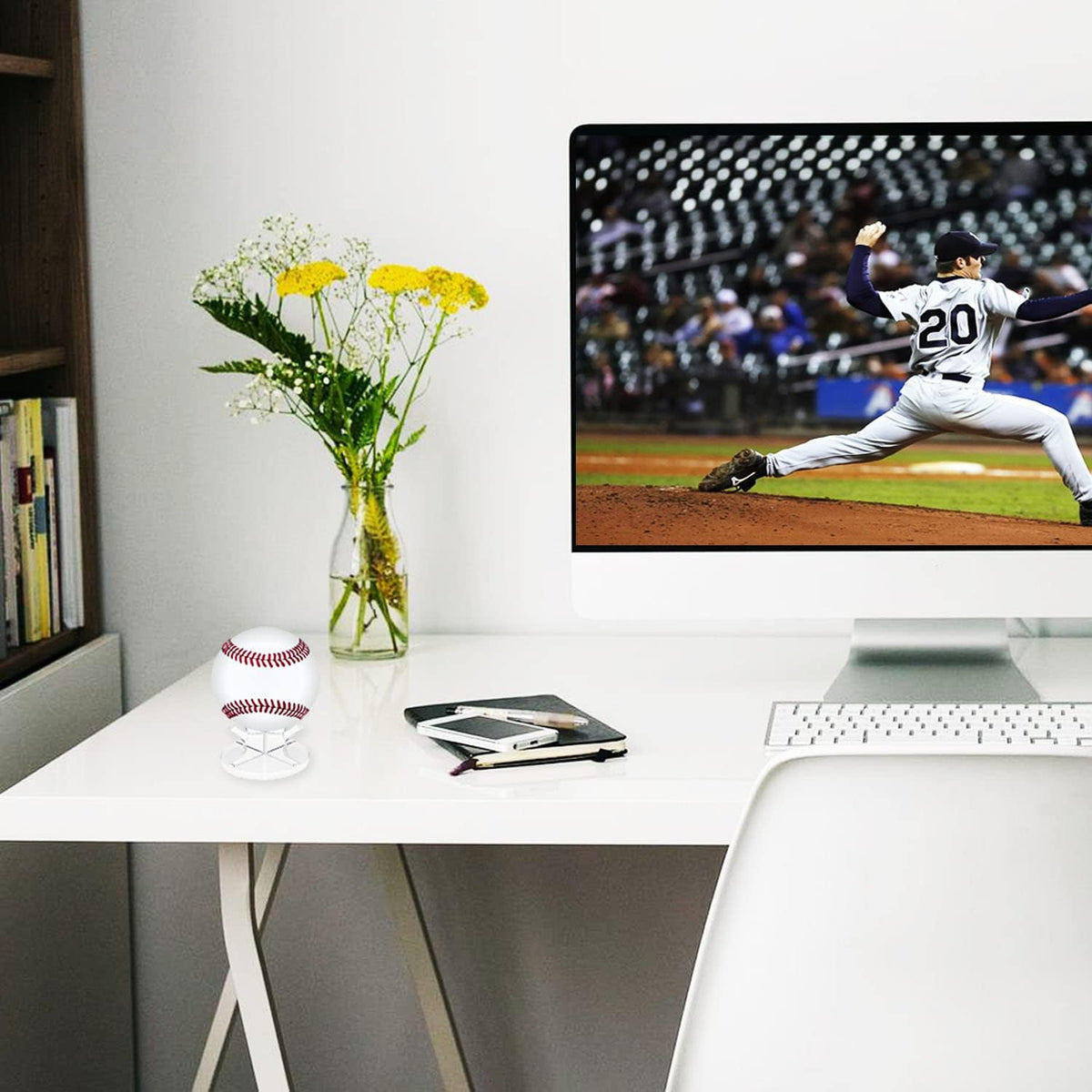 Skiennix Acrylic Baseball Stands - 2 Pack Display Racks with Non-Slip Rubber Pads for Sports Balls