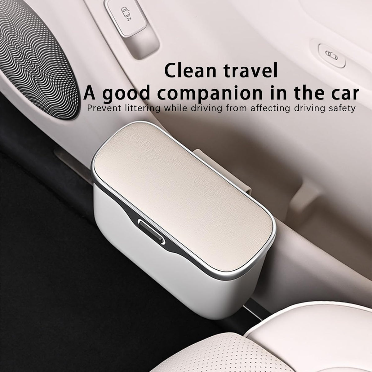 Car Trash Can with Lid - 2-in-1 Leather Top Car Garbage Can & Storage Box | Leakproof, Waterproof Hanging Auto Trash Bin for Back of Seat, Door, SUVs, Trucks, Sedans Orange