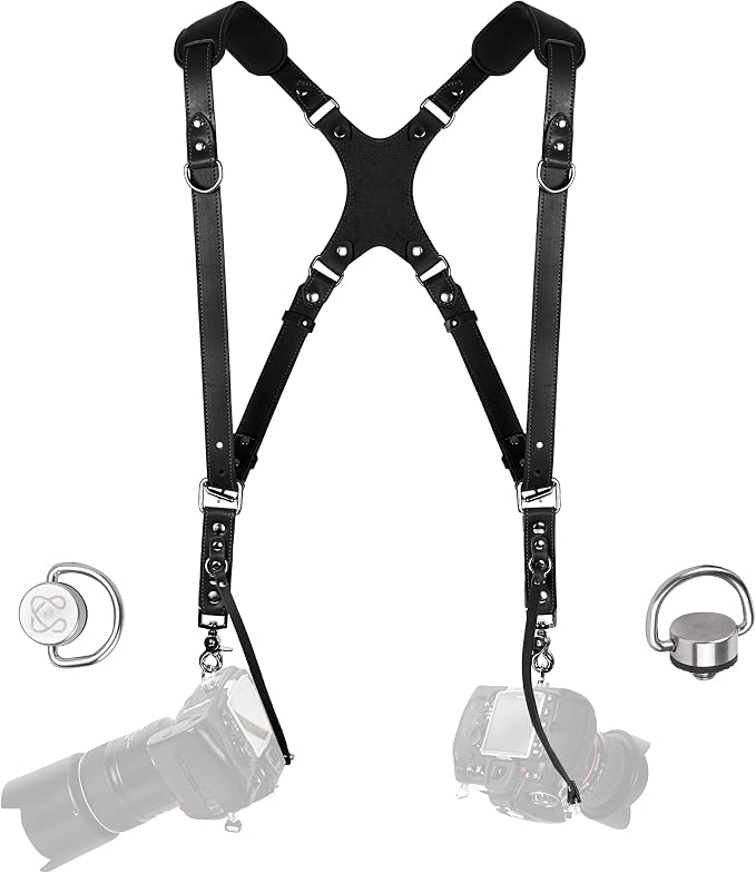 C Coiro Dual Camera Harness Shoulder Leather Camera Strap