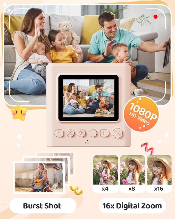 TIATUA Kids Instant Print Camera, Christmas Birthday Gifts