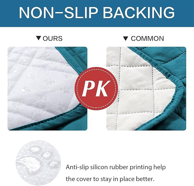 Dog Bed Cover Waterproof Microfiber Quilted Mattress Cover Pet Mat Silicon Non Slip 9 Size Furniture Protectors for Bed Sofa Couch (208 x 218 cm/82 x 86 in,Deep Blue)