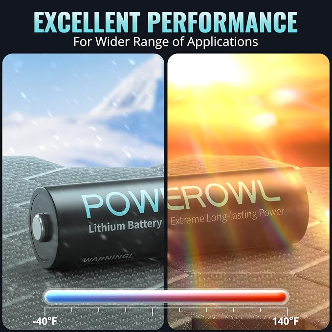 POWEROWL Lithium Batteries AA 16 Pack, High Capacity 1.5V Double A Battery Long
