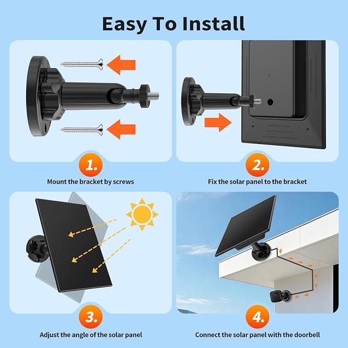 Solar Panel for Blink Camera, Never Lose Power Built-in 4000m Battery Solar