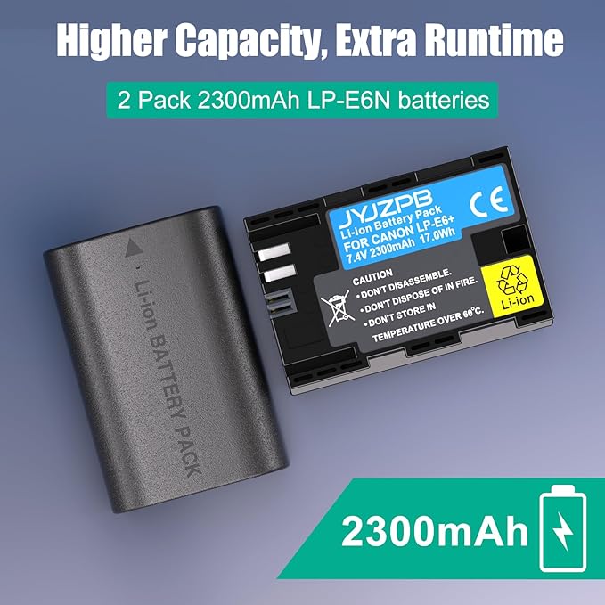JYJZPB 2-Pack LP-E6N Batteries Compatible