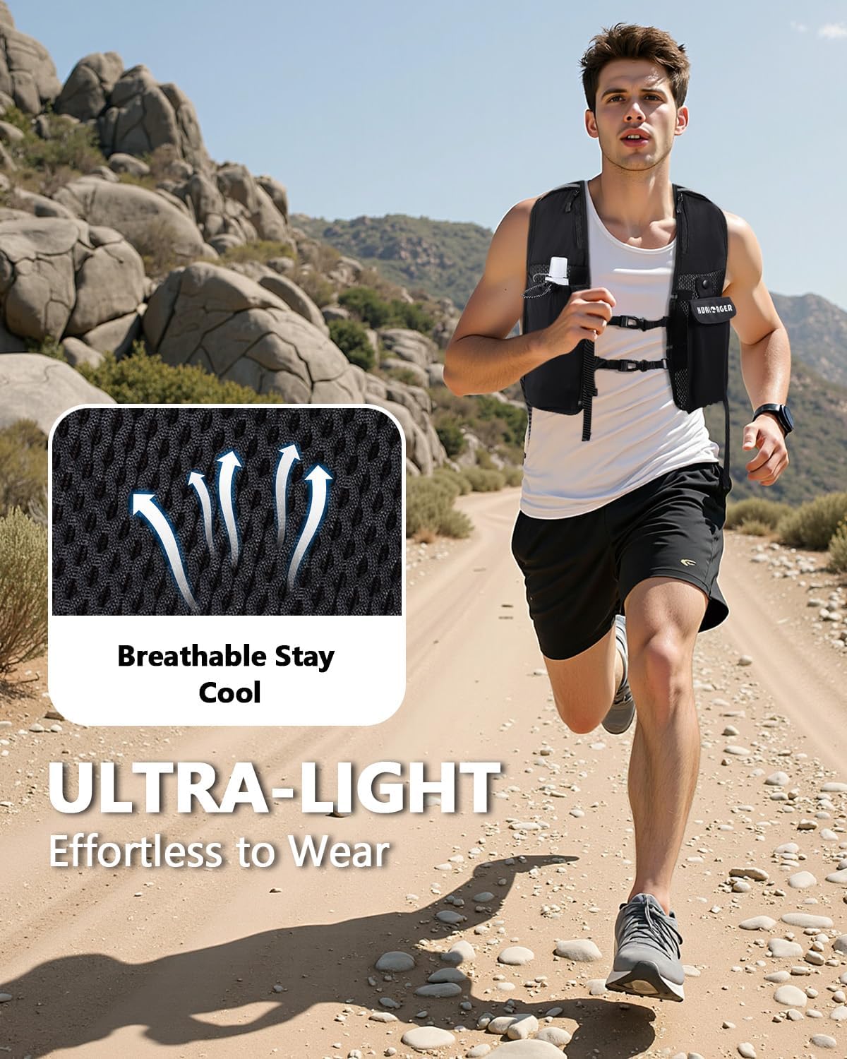 Skiennix Running Hydration Vest - Lightweight Breathable Pack with 500ml Flask | Adjustable Reflective Straps for Trail Running & Cycling