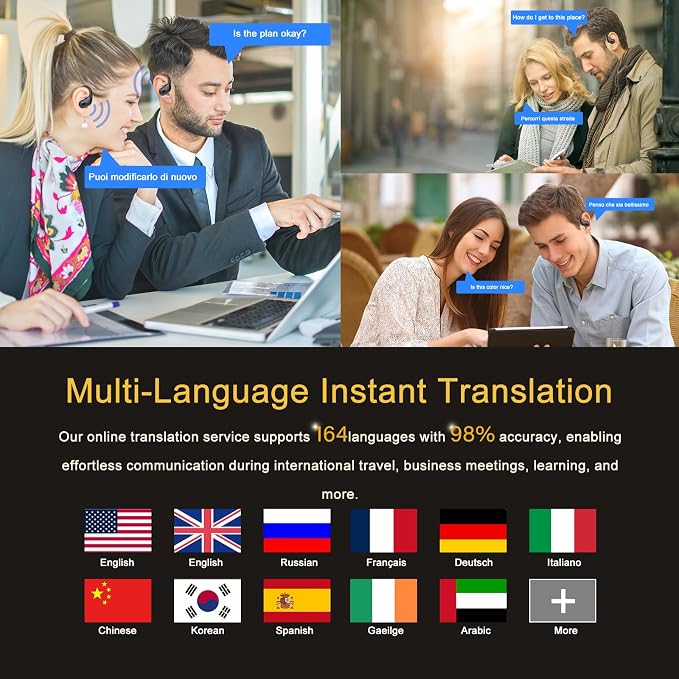 AI Translation Earbuds Real Time, 164 Language Translator Earbud 3-in-1