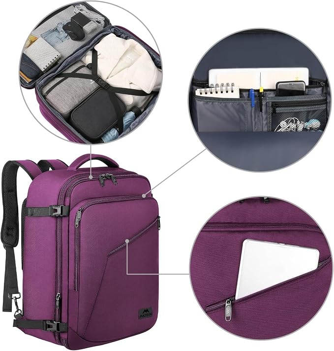 MATEIN Carry on Backpack for Women, 27L Flight Approved Backpack for Teacher