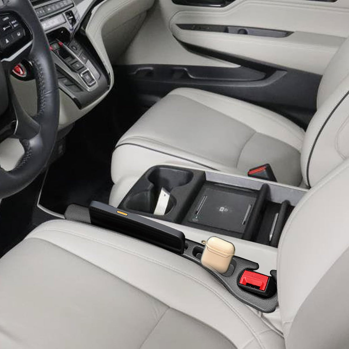 Car Seat Gap Filler Organizer Compatible with Honda Odyssey Accessories Seat Gap Plug Blocker with Storage Slot Non-Slip Car Cup Holder Coaster Black 2 Pack