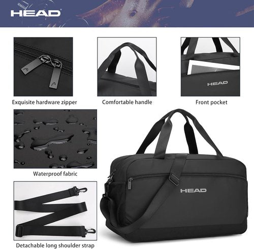 HEAD Waterproof Duffel Bag - Large Lightweight Gym Bag for Men | Durable Sports Duffle for Travel, Black