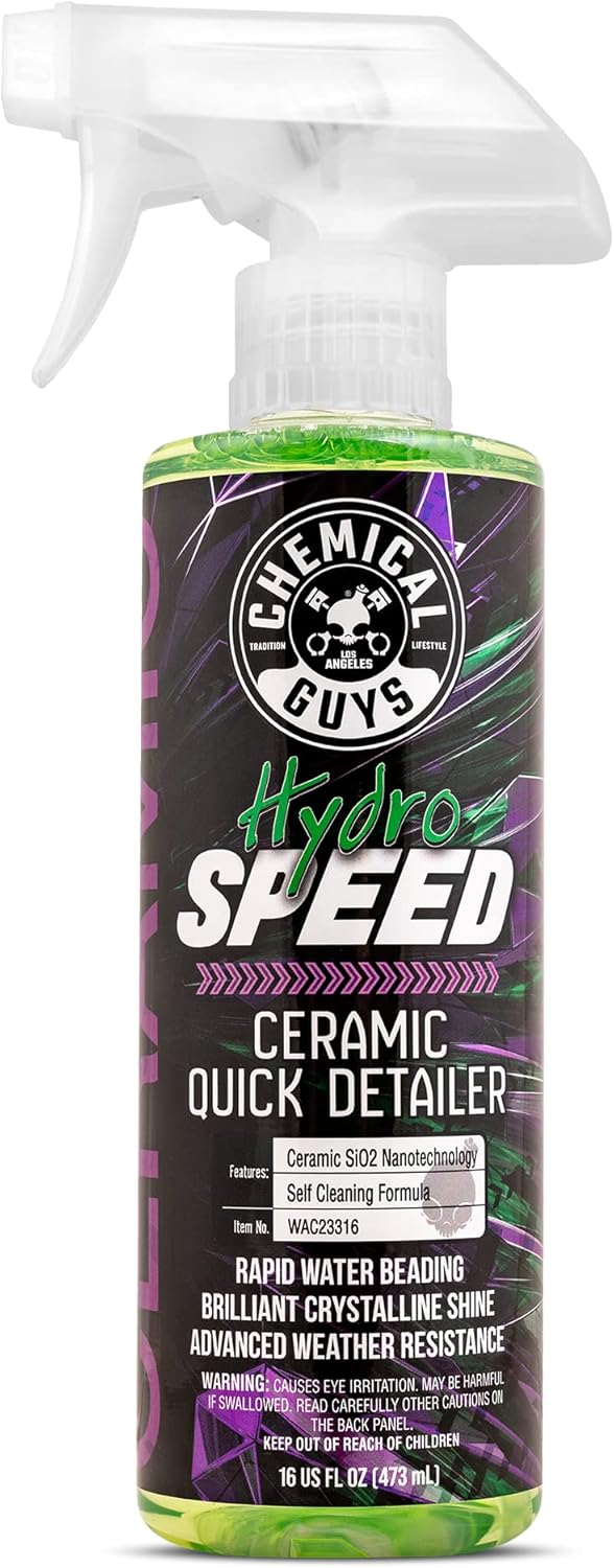 Chemical Guys, HydroSpeed Ceramic Quick Detailer Spray, Slick Gloss, 16 oz | Ceramic polymers boost gloss, slickness and water beading, tops up coatings and wax on paint, glass and wheels