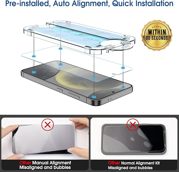 amFilm Auto-Alignment OneTouch for Samsung Galaxy S24 6.2" Screen Protector +