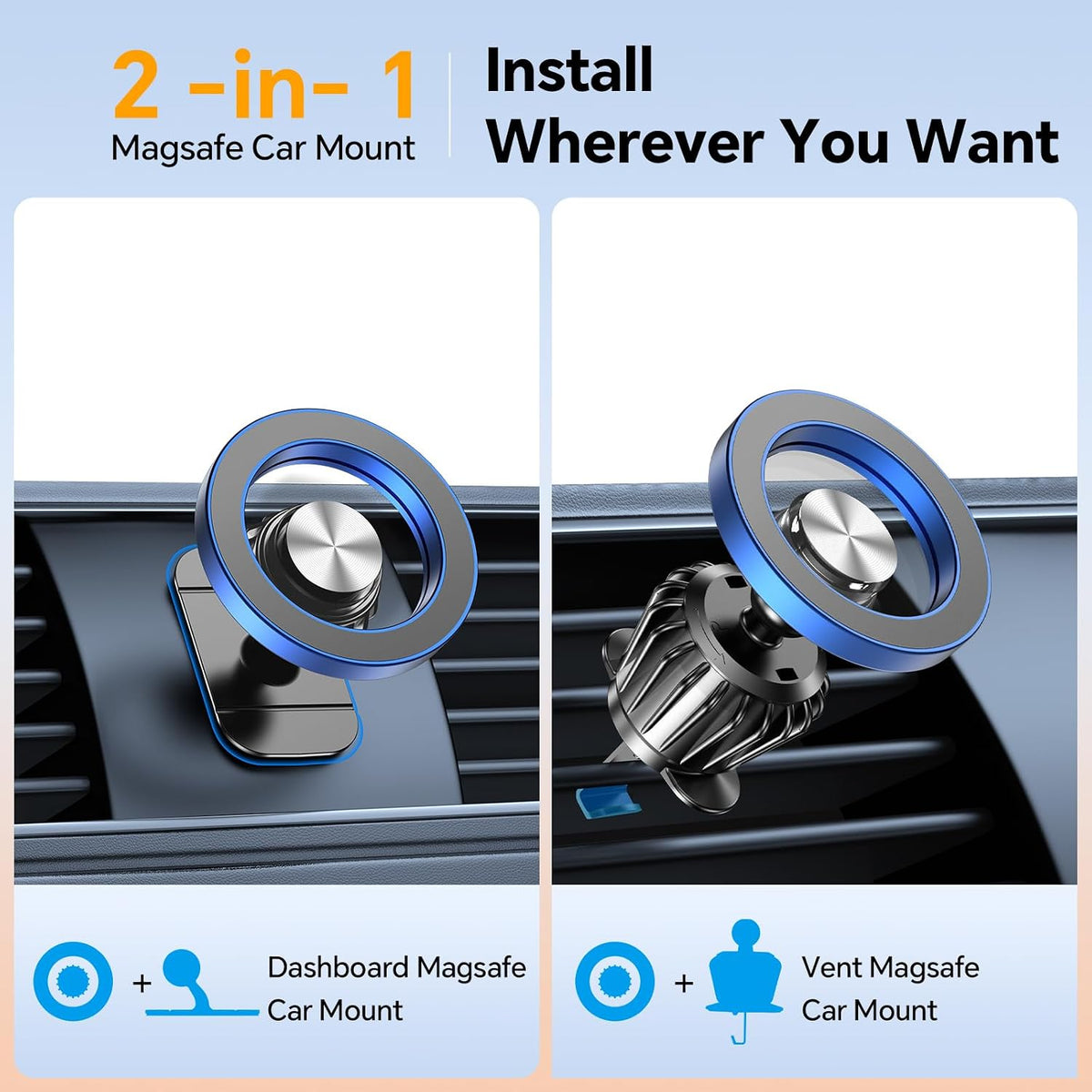 Kaistyle for Magsafe Car Mount【20 Strong Magnets】Magnetic Phone Holder for Car Phone Holder Mount Dash Mounted Holders Cell Phone Holders for Your Car Accessories for Women Men for iPhone 17 16 15 14
