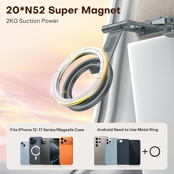 OMOTON TP02 360°Rotating for MagSafe Tripod Mount, Adjustable Aluminum Magnetic
