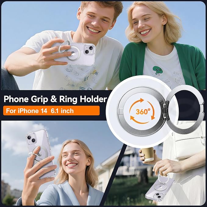 toushion 3 in 1 for iPhone 14 Case Stand |Build in Kickstand, Screen Protector