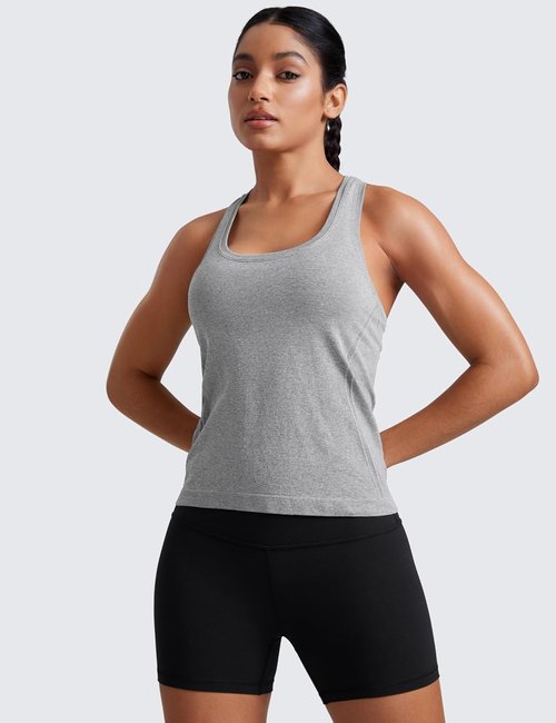 CRZ YOGA Seamless Racerback Tank Top for Women - Breathable Athletic Sleeveless Shirt | Ideal for Gym & Running